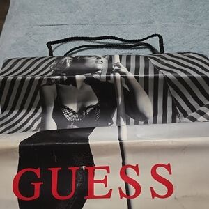 GUESS Black and White Striped Tote VINTAGE SHOPPING BAG 🛍️